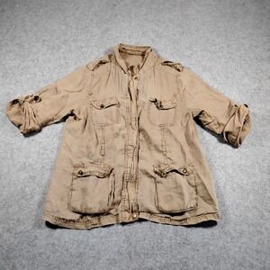 Catwalk Studio Womens Brown 100% Ramie Safari Utility Field Jacket Size L